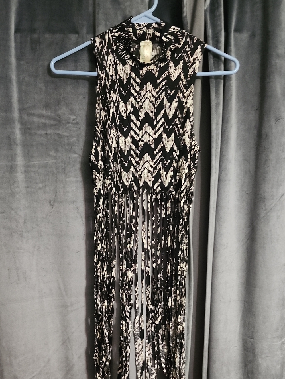 Black and Cream Fringe Shirt- Womens